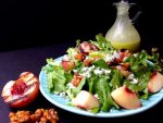 Salad with grilled peach half