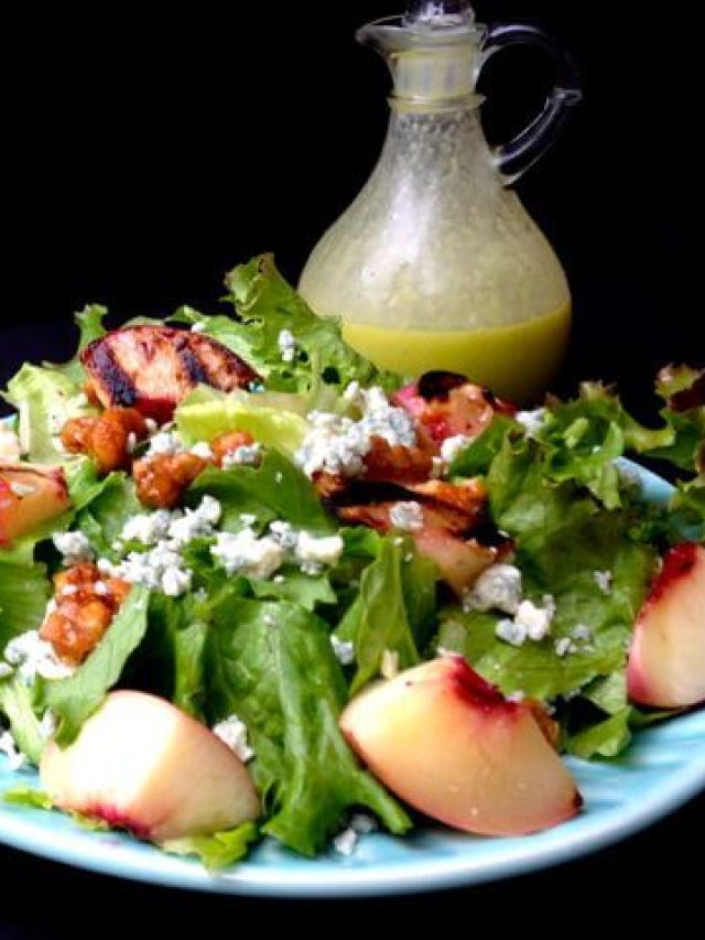 Grilled Peach Salad with Honey-Jalapeno Dressing Story