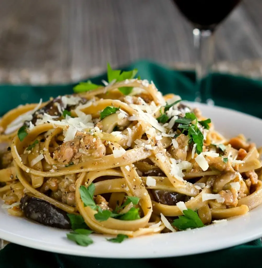 Fettuccine with Sausage and Mushrooms