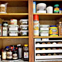 Organized spice cabinet.