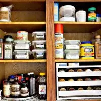 Organized spice cabinet.