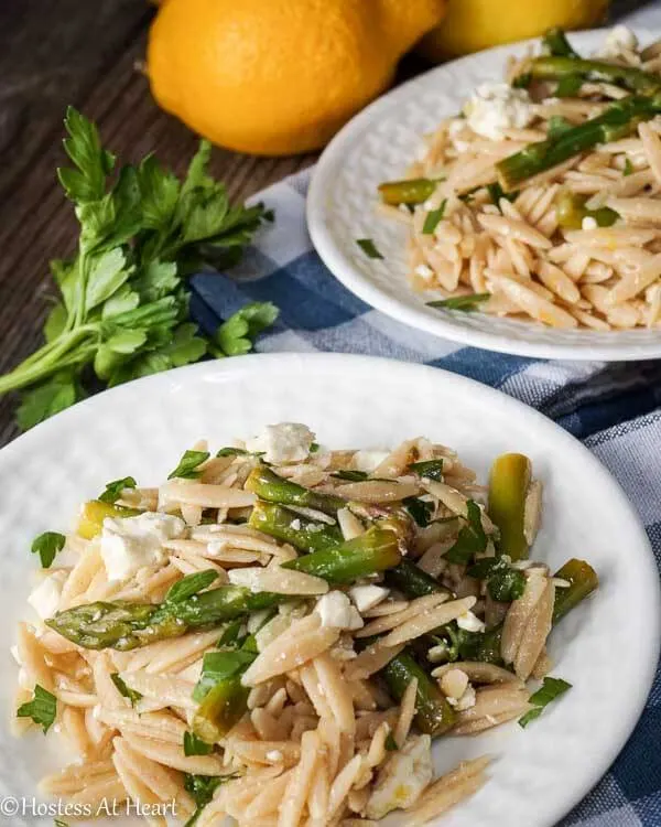 Orzo Salad with Asparagus, Artichoke Hearts and Feta