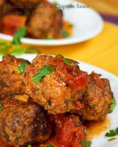 This Mexican Meatballs in Chipotle Sauce recipe is easy and makes some delicious meatballs. The sauce adds a nice subtle kick without masking the flavors with overwhelming heat | HostessAtHeart.com