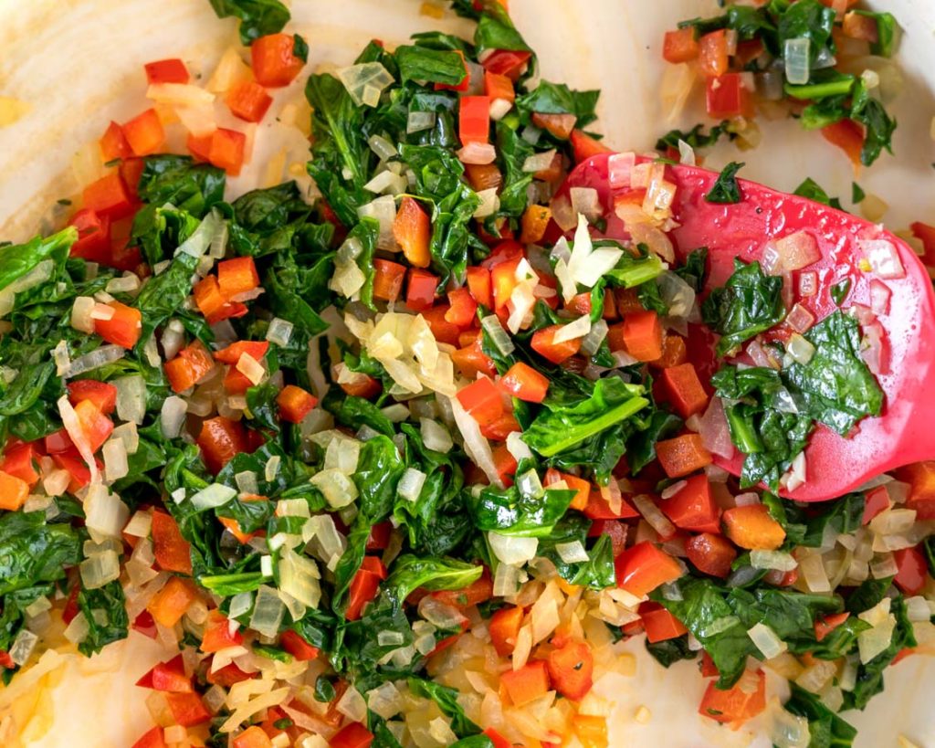 Sauteed red pepper and spinach.