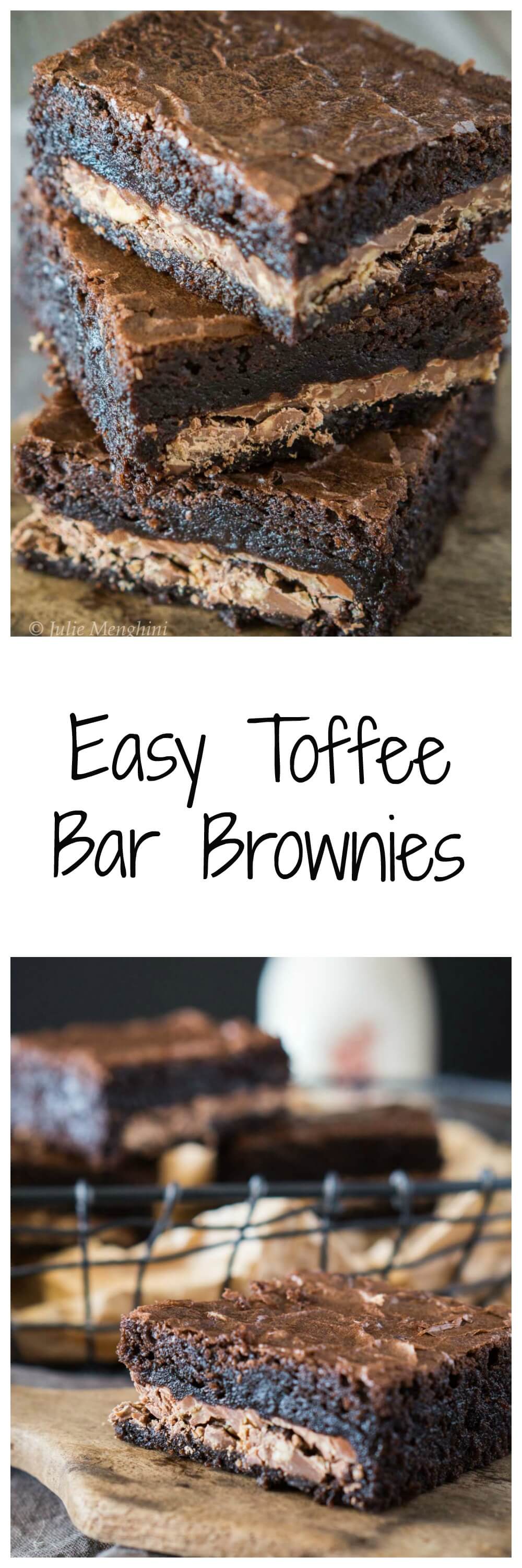 Easy Dark Chocolate Toffee Bar Brownies Hostess At Heart