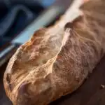 long view of a loaf of garlic batard bread