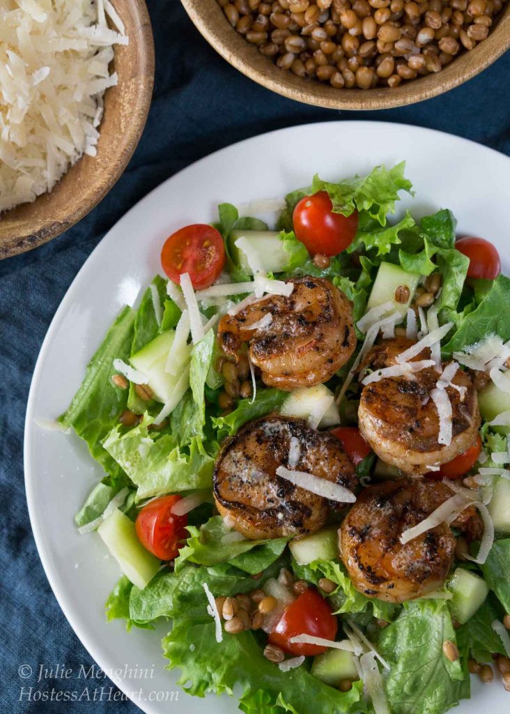 Grilled Shrimp Salad with Wheat Berries 