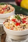 Tabouli Salad has Greek flavors and is a quick, delicious and healthy salad to make. It can easily be made ahead of time and is perfect for any occasion | HostessAtHeart.com