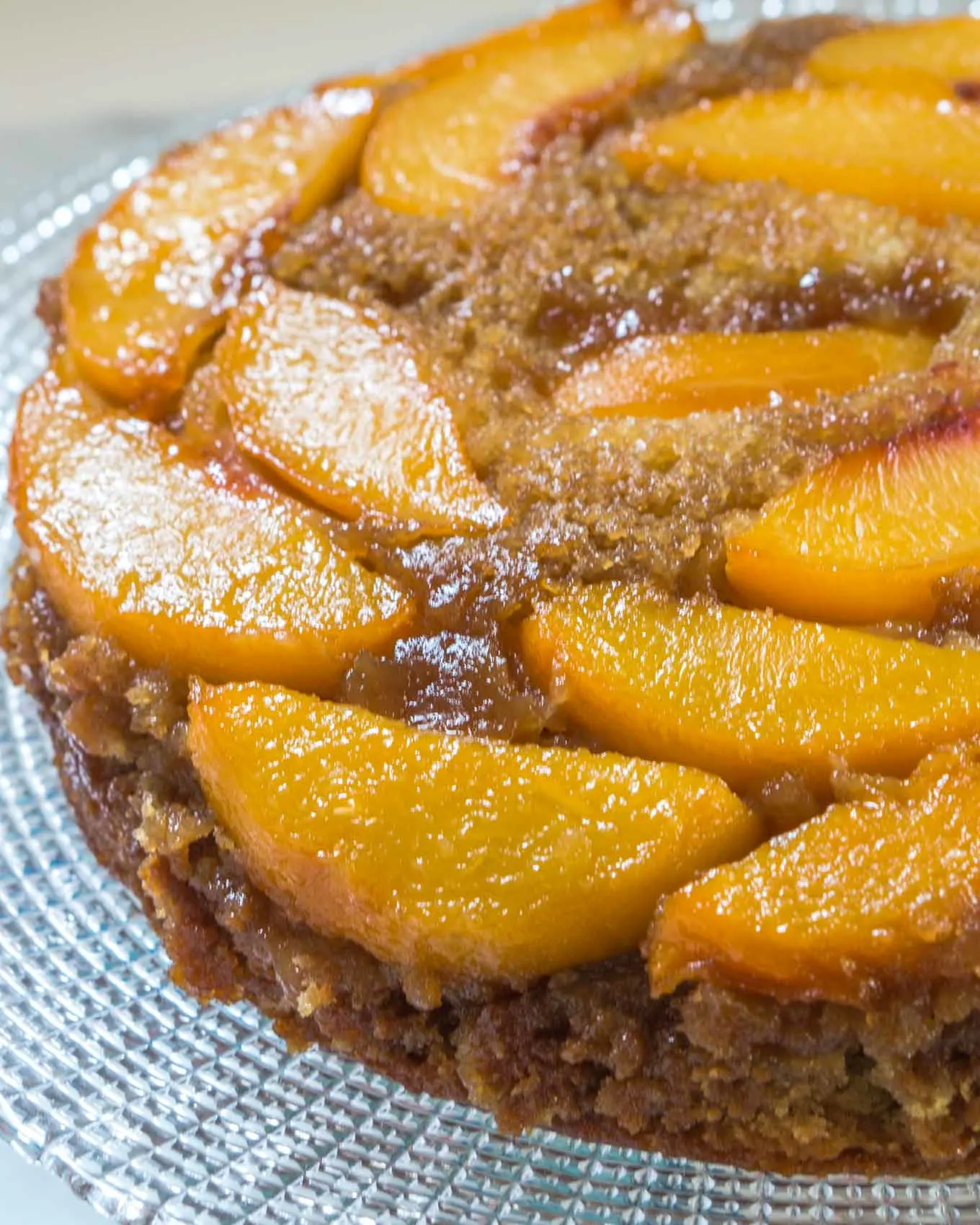 Upside-Down Peach Cake with Hot Rum Sauce