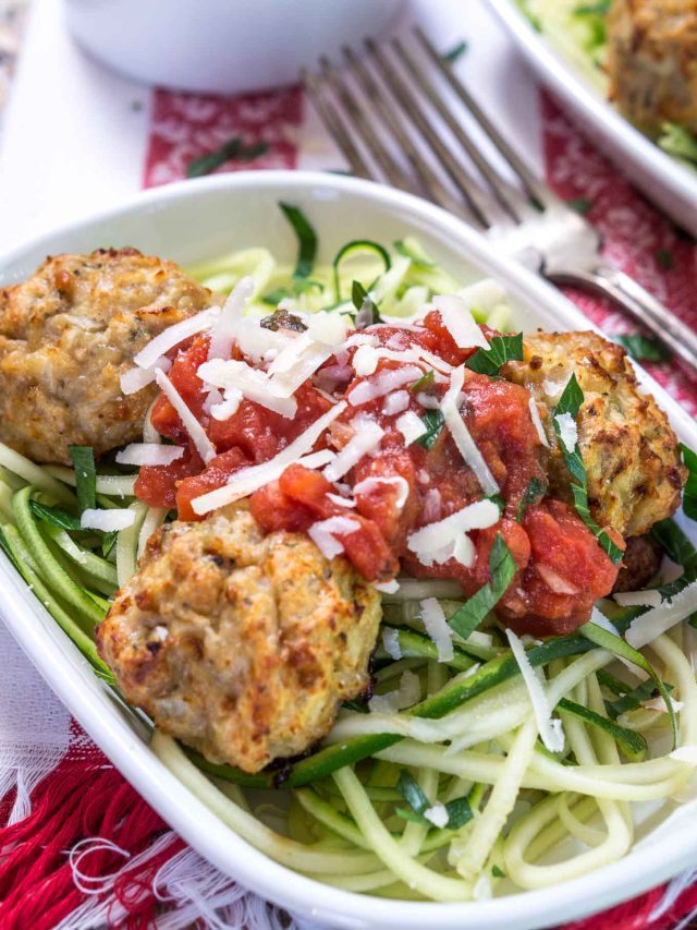 Julienned Zucchini Noodles with Chicken Meatballs Story