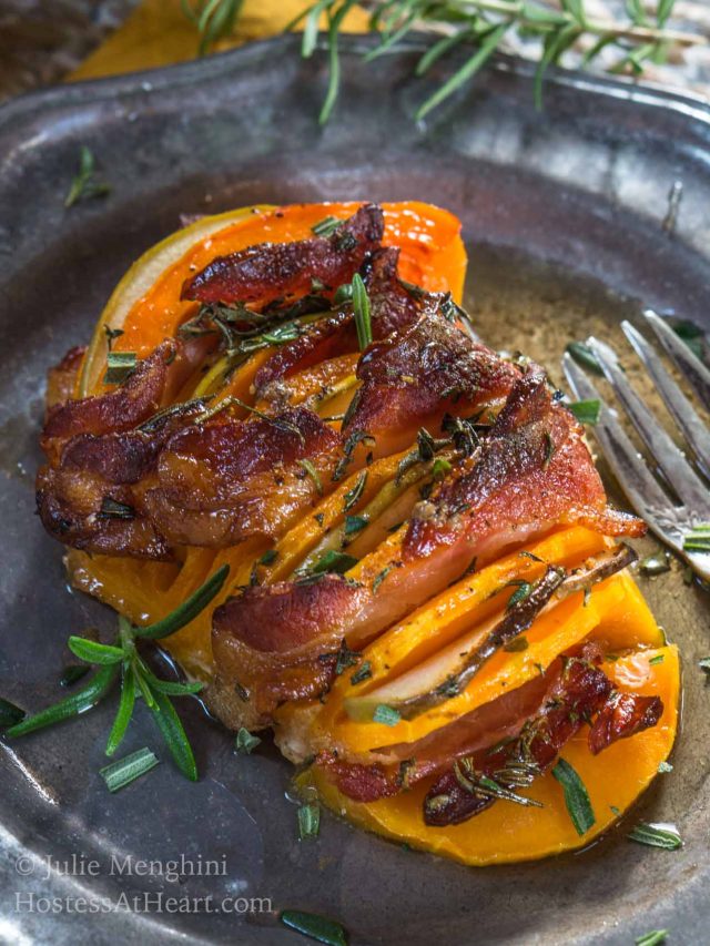 Hasselback Butternut Squash with Bacon and Apple Story