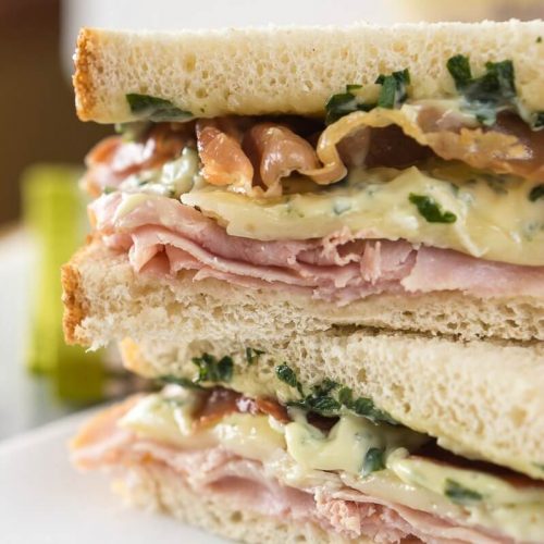 Ham, Melted Brie, Crispy Prosciutto Sandwich With Basil Aioli - Hostess 