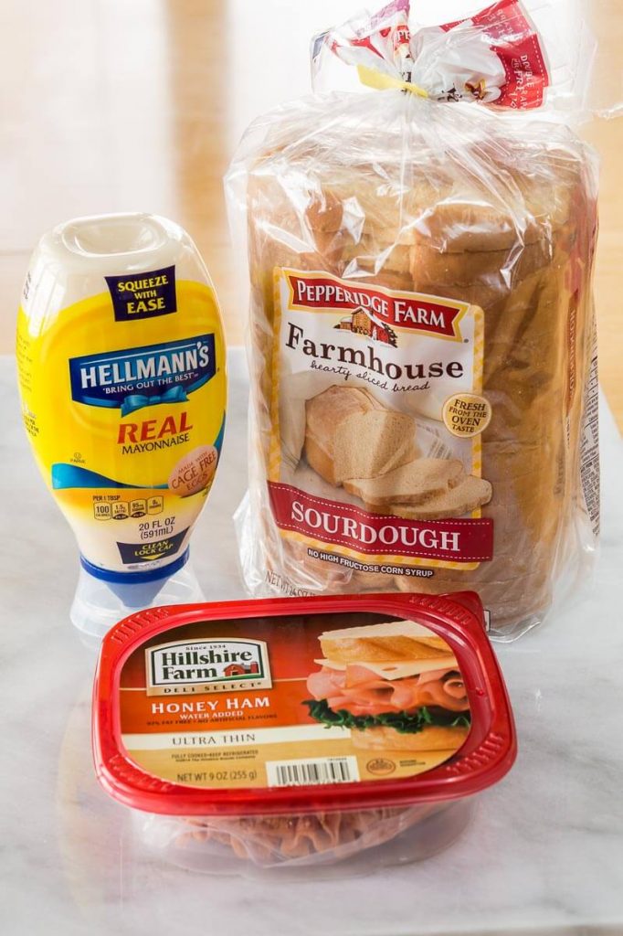 Photo of Hellmann\'s Mayonaise, Pepperidge Farm Sourdough Bread, and Hillshire Farm Honey Ham.