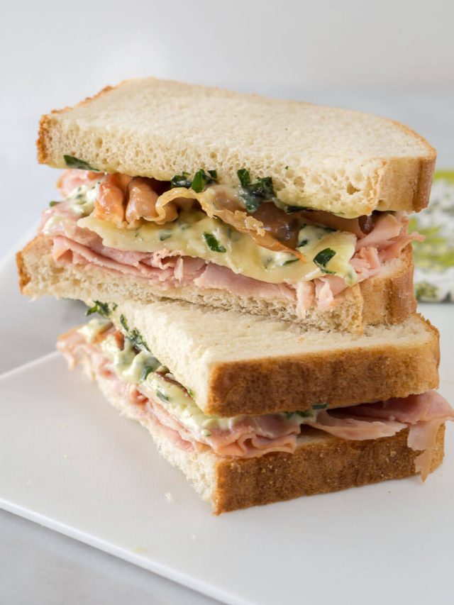 Ham, Melted Brie, Crispy Prosciutto Sandwich with Basil Aioli Story