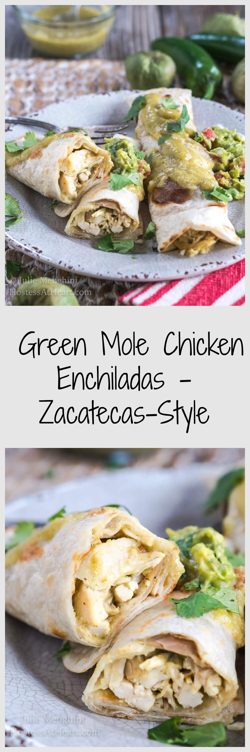 Really Good Green Mole Chicken Enchiladas - Zacatecas-Style are so flavorful and will be your favorite Enchiladas recipe | HostessAtHeart.com