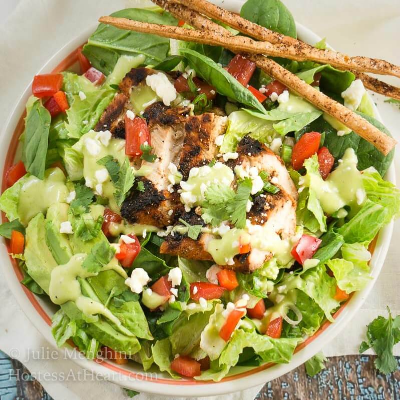 Mexican Grilled Chicken Chopped Salad With Honey Jalapeno Dressing Hostess At Heart