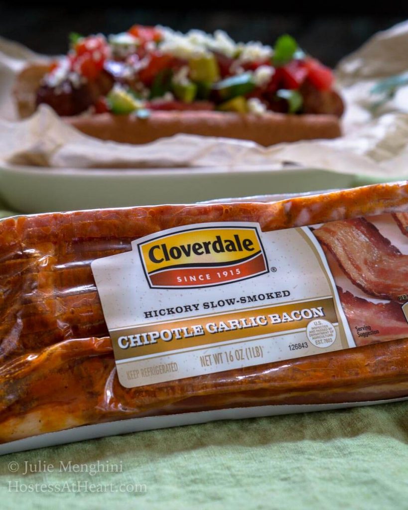 Photo of a package of Chipotle Garlic Bacon from Cloverdale.