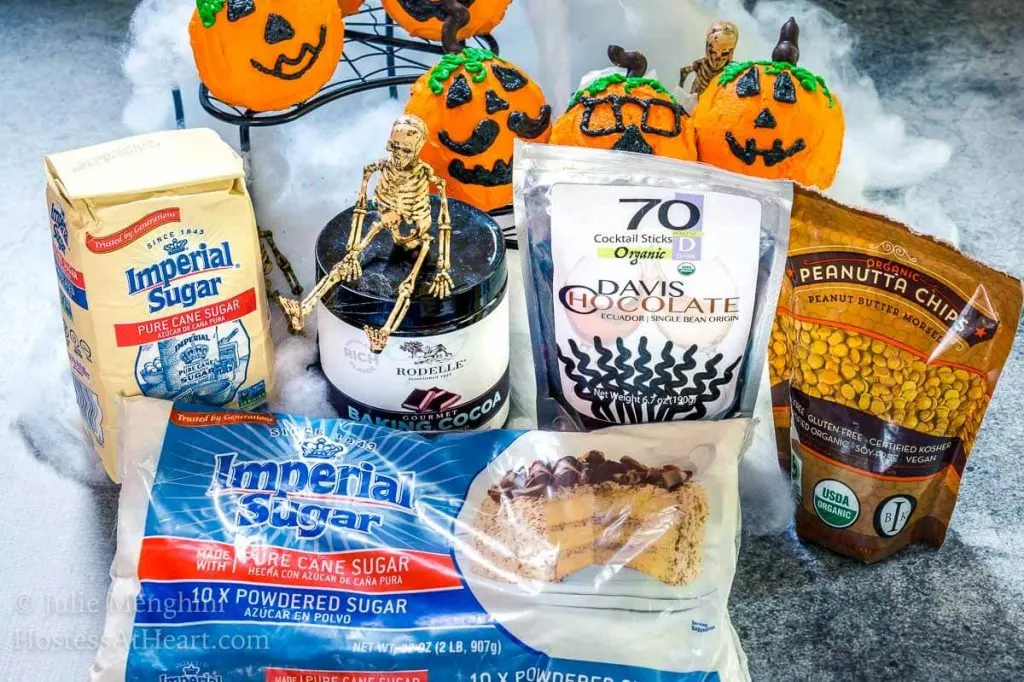 Photo of the products used in this homemade chocolate cake recipe.