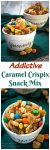 This Addictive Caramel Crispix Snack Mix is so good that people will ask you not to make it.  One batch will keep you and a ton of your friends munching all day long! | HostessAtHeart.com