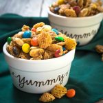 This Addictive Caramel Crispix Snack Mix is so good that people will ask you not to make it. One batch will keep you and a ton of your friends munching all day long! | HostessAtHeart.com