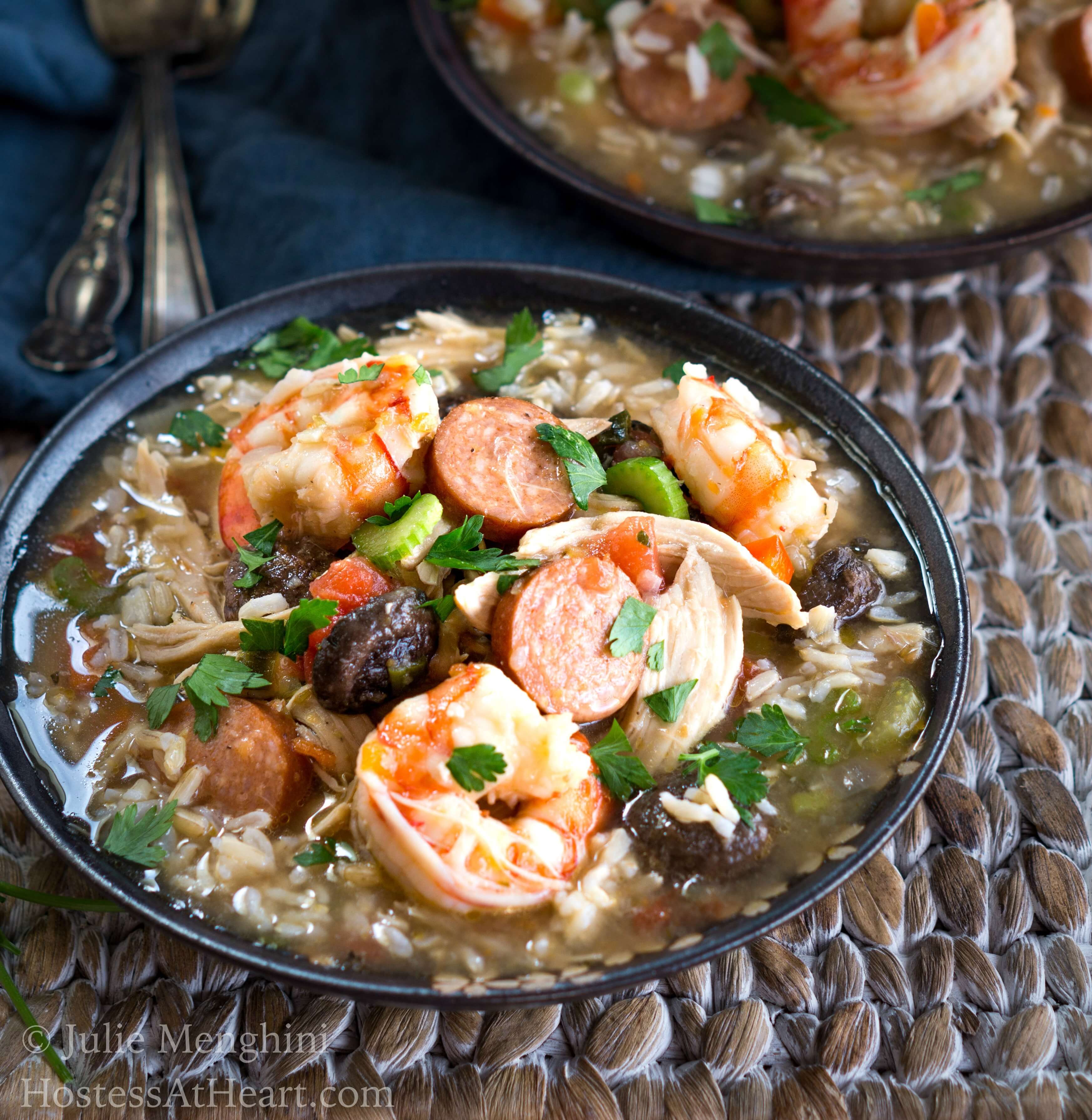 Chicken Shrimp and Sausage Gumbo Recipe - Hostess At Heart