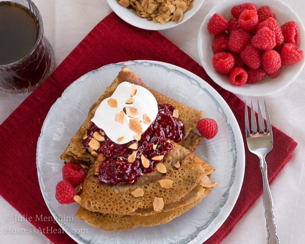 Swedish Mini Pancakes with cream and berries, Malibu Farm