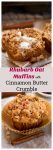 Pinterest collage of Rhubarb Oat Muffins with Cinnamon Butter Crumble