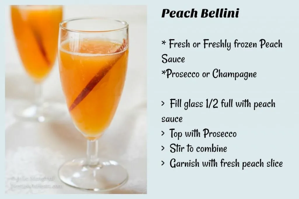 Peach Bellini cocktail in a glass