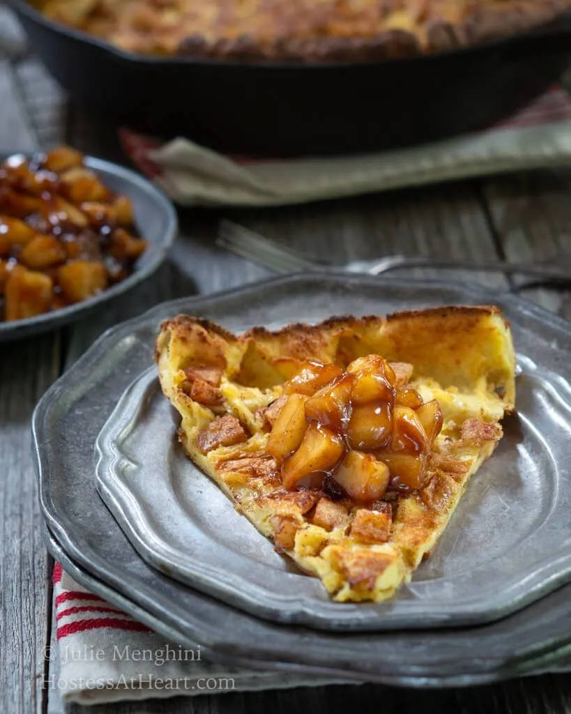 Slice of Apple Dutch Pancake with apple filing