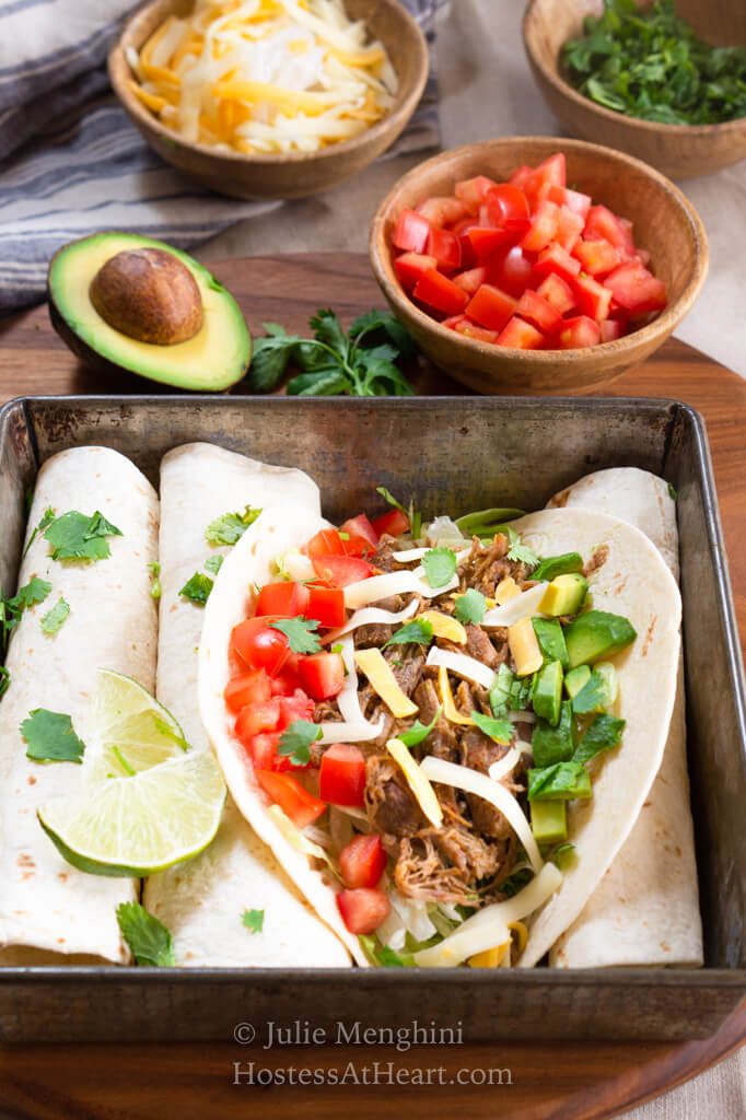 Top view of a pork taco with ingredients