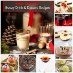 Collage of desserts and drinks containing alcohol
