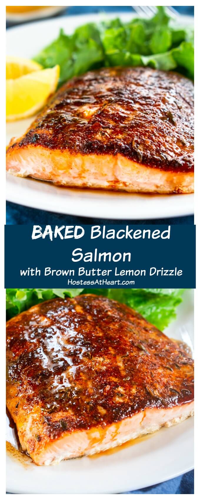 Baked Blackened Salmon Recipe with Brown Butter Lemon Drizzle - Hostess ...