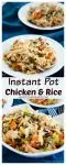 Creamy Instant Pot Chicken and Rice is full of delicious wild rice, juicy chicken and tons of carrots, celery and onion. it's an easy 30-minute comfort meal dish.