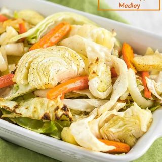 Easy roasted cabbage, carrots and apple medley are crunchy, slightly sweet, and never mushy! They make the perfect vegetarian dish or side dish.