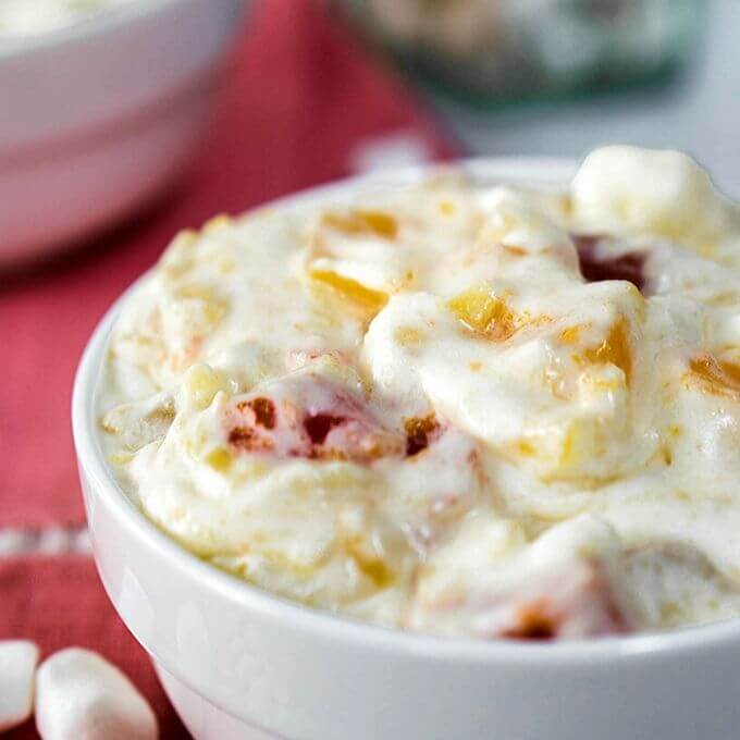 Creamy Tropical Fruit Cocktail Salad Recipe - Hostess At Heart