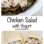 Chicken salad in a croisant and in tortilla wraps on beds of lettuce