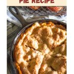 Image for Pinterest of an apple pie baked in a cast iron skillet.