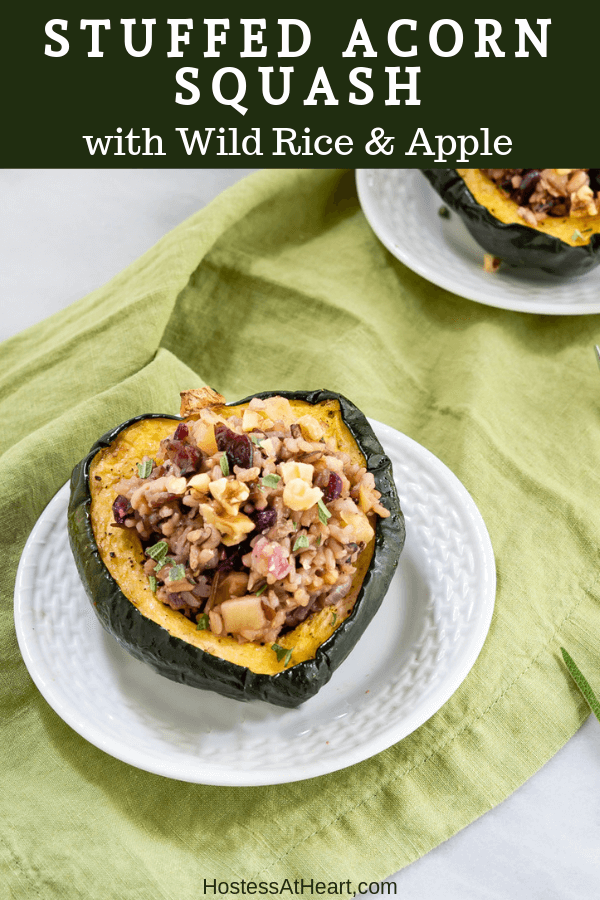 Stuffed Acorn Squash with Wild Rice and Apple - Hostess At Heart