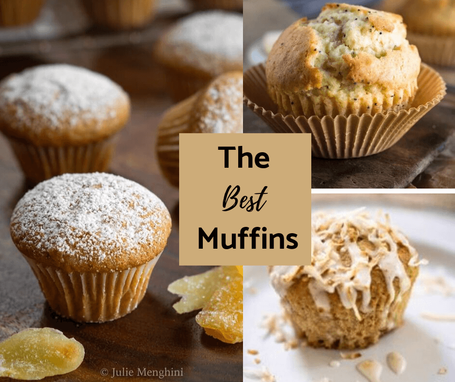 Collage of three photos of muffins with text "the Best Muffins" in the center
