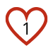 A picture of a heart with the number 1 inside it