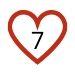 Number 7 with a red heart around it.
