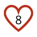 Number 8 with a red heart around it.