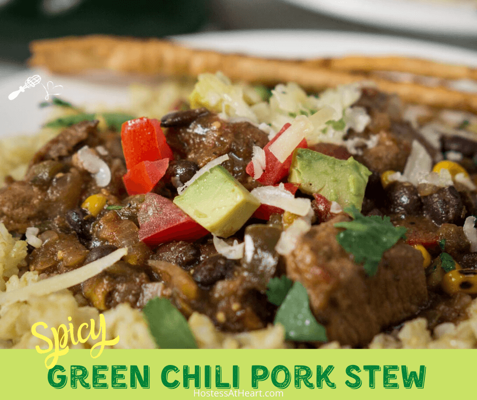 Green Chili Pork Stew (over Tomatillo Rice) Hostess At Heart