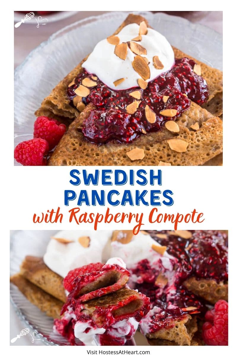 Swedish Pancakes with Raspberry Compote - Hostess At Heart