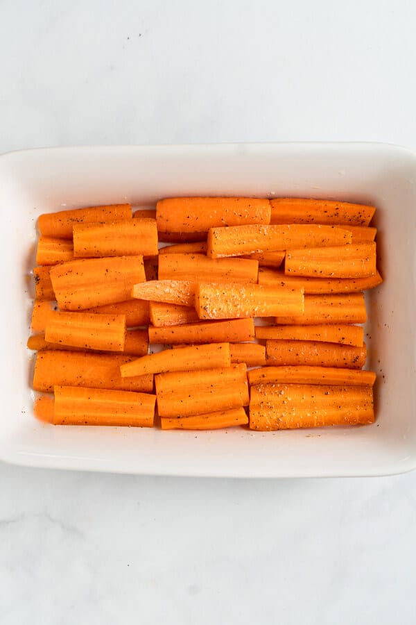 Fresh carrots slices the same size before glazing and roasting - Hostess At Heart
