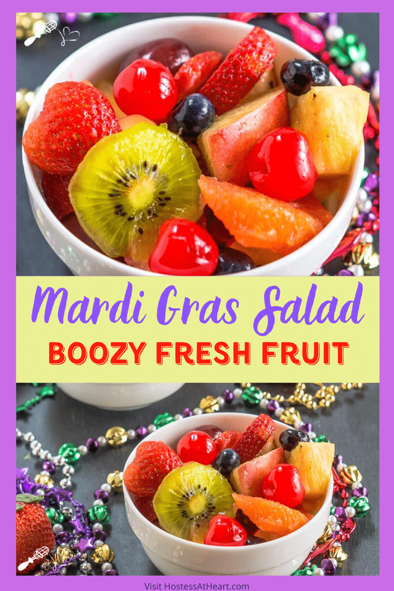 Mardi Gras Salad - Boozy Fresh Fruit Salad Recipe - Hostess At Heart