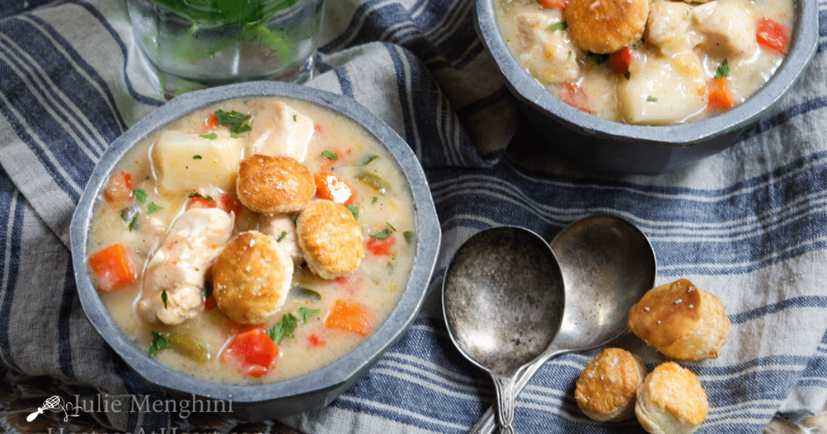 Healthier Chicken Pot Pie Soup - Hostess At Heart