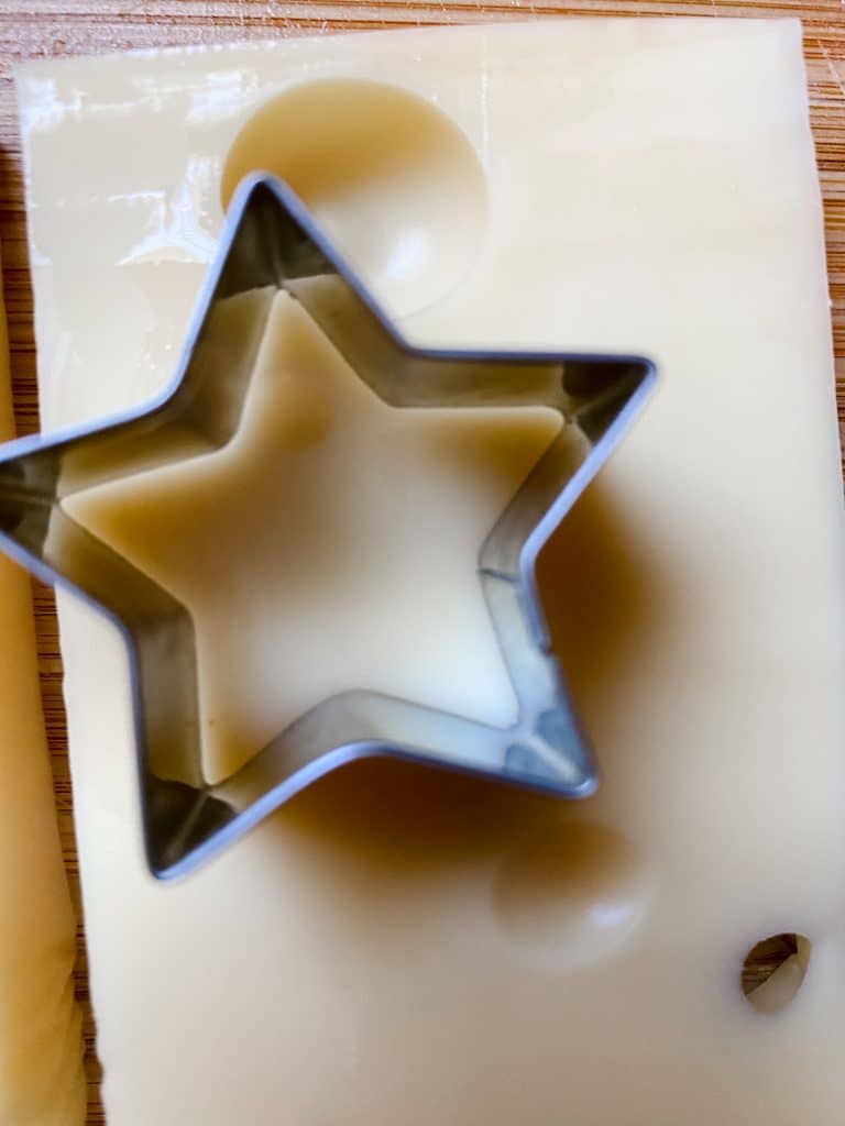 how to cut cheese into shapes using a cookie cutter.
