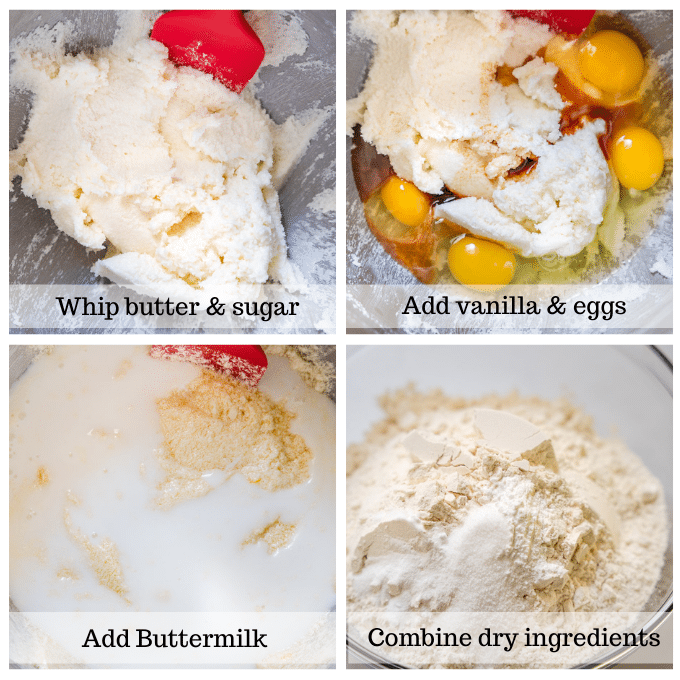 4 steps for making cake batter.