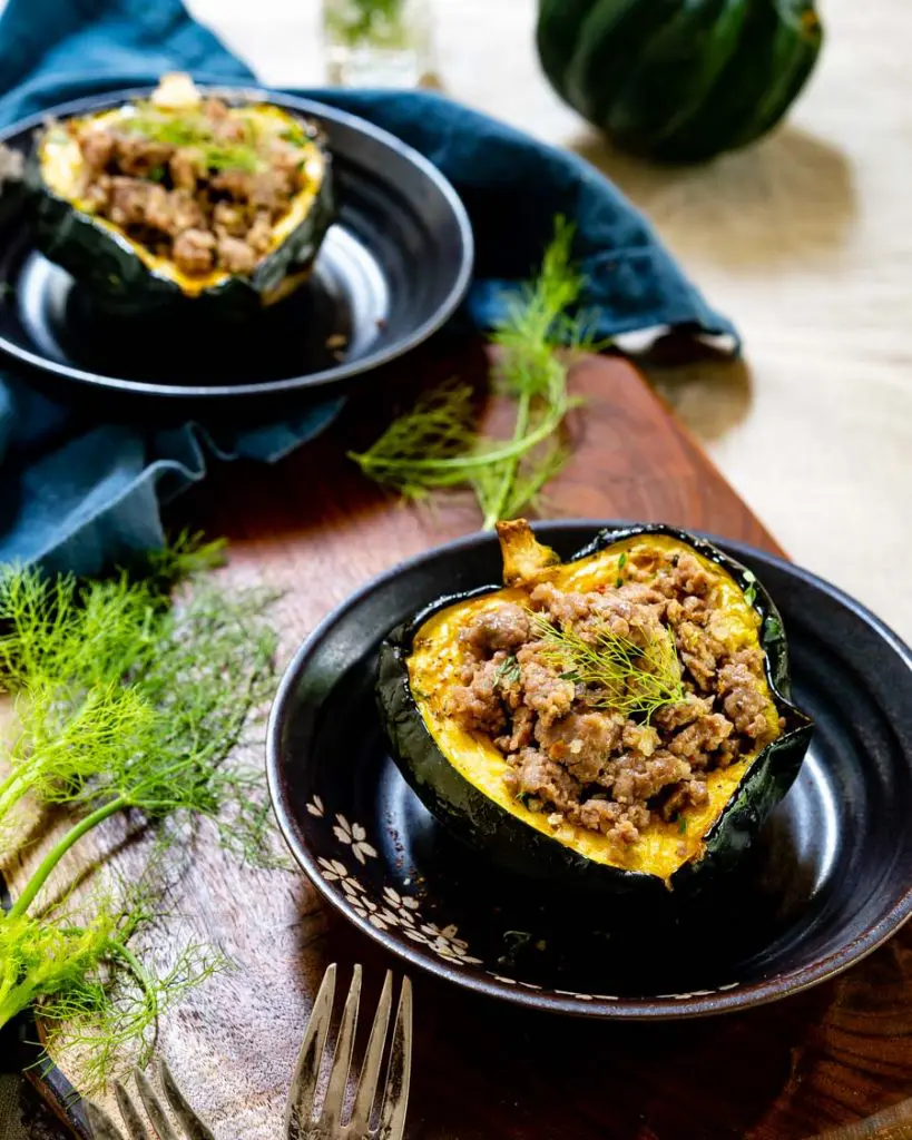 close up of baked squash.